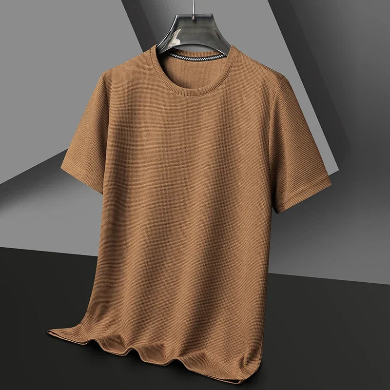 Men’s Summer Waffle Knit T-Shirt – Short Sleeve Casual Top