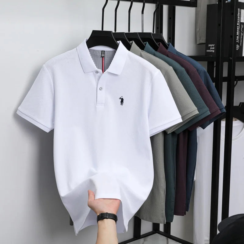 Men’s Cotton Embroidered Polo – Breathable Summer Casual Shirt