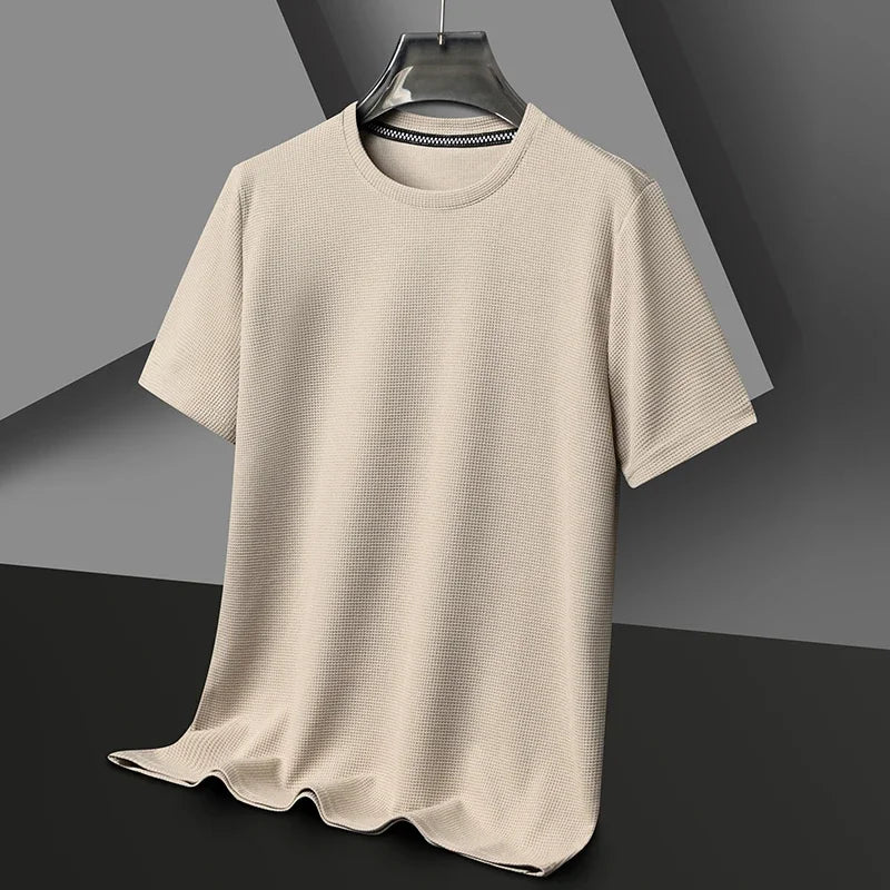 Men’s Summer Waffle Knit T-Shirt – Short Sleeve Casual Top