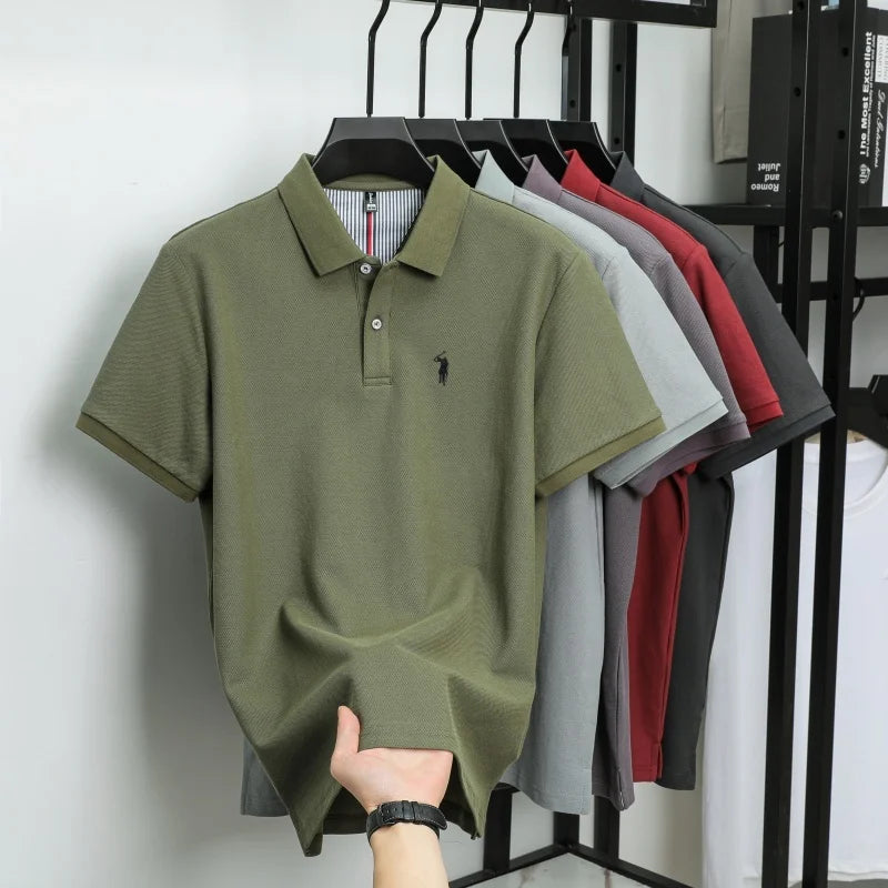 Men’s Cotton Embroidered Polo – Breathable Summer Casual Shirt